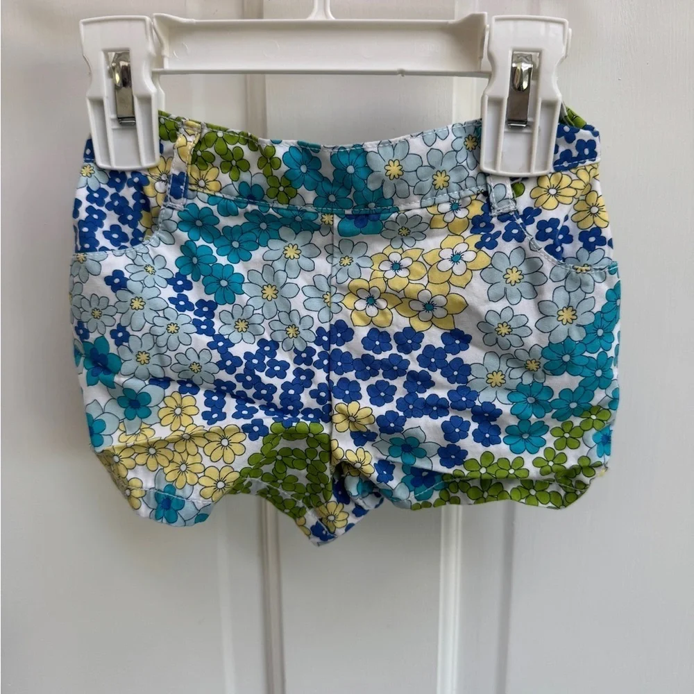 NWOT Gymboree 18-24M Girls Blue and Green Floral Formal Shorts with Pockets